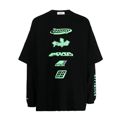 AMBUSH SS23 Layered Crewneck Pullover Sweatshirt Unisex Couple Style Black BMAB023S23JER0011054