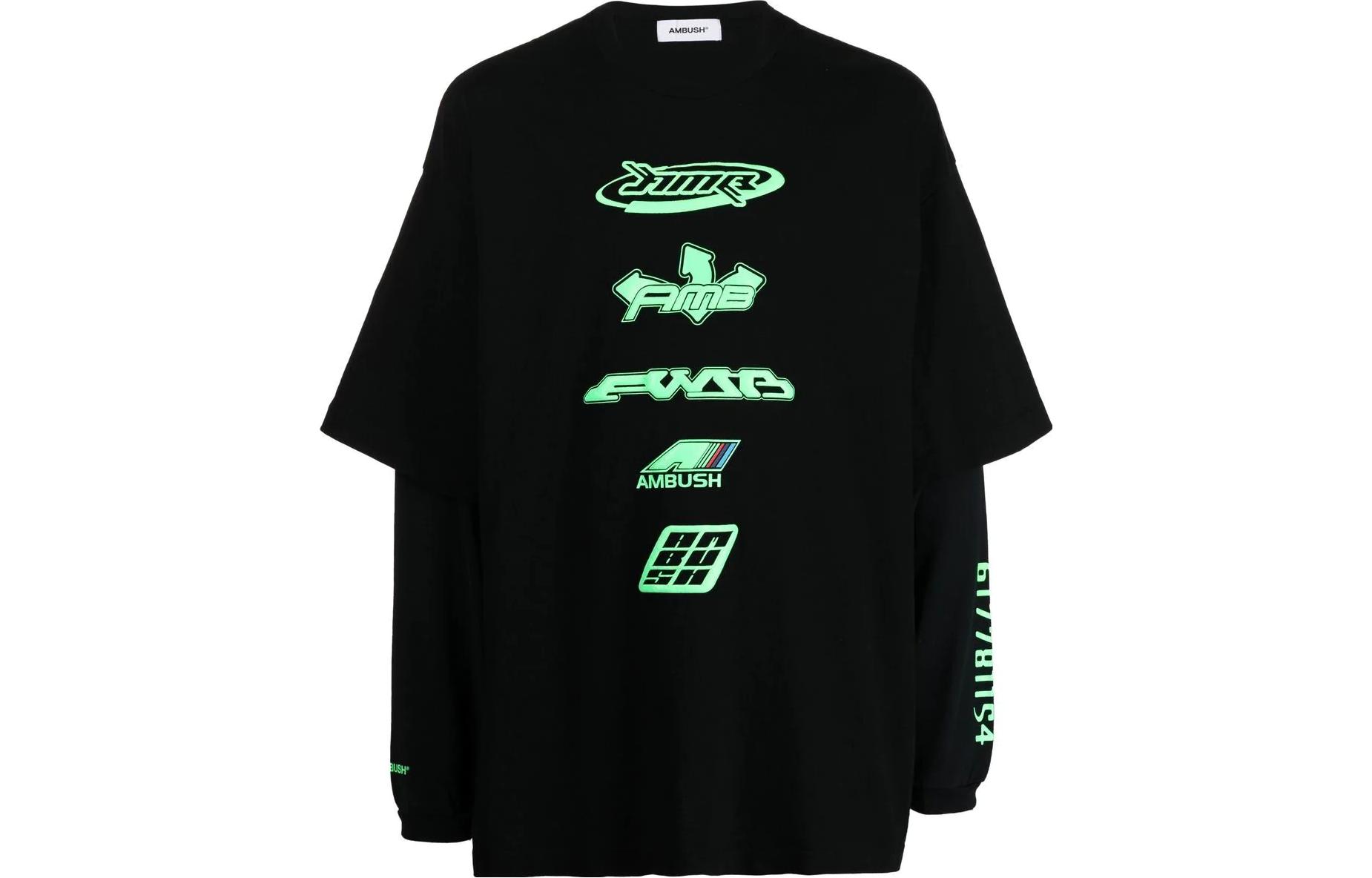 Order AMBUSH SS23 Layered Crewneck Sweatshirt Unisex Gaya Pasangan Hitam BMAB023S23JER0011054