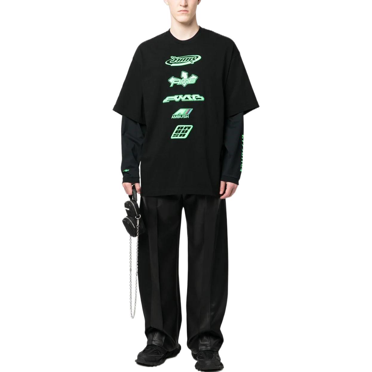 Lookbook AMBUSH SS23 Layered Crewneck Sweatshirt Unisex Gaya Pasangan Hitam BMAB023S23JER0011054