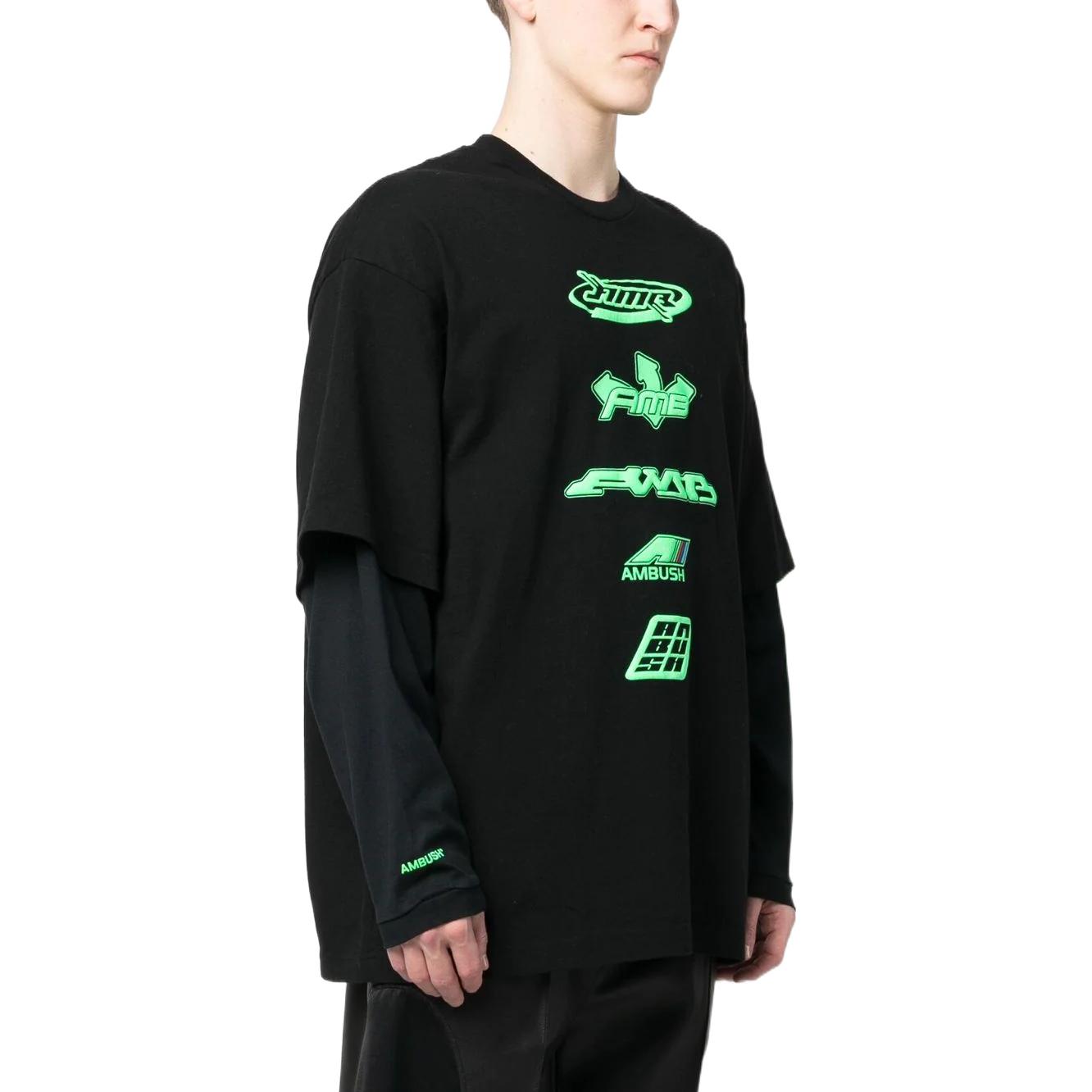 Shop AMBUSH SS23 Layered Crewneck Sweatshirt Unisex Gaya Pasangan Hitam BMAB023S23JER0011054