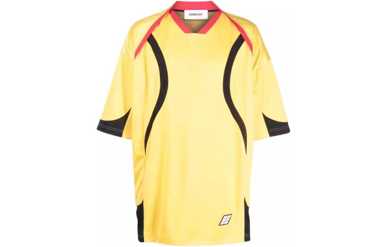 AMBUSH SS23 Logo Print V-Neck Short Sleeve T-Shirt Unisex Yellow BMAA068S23FAB0011610