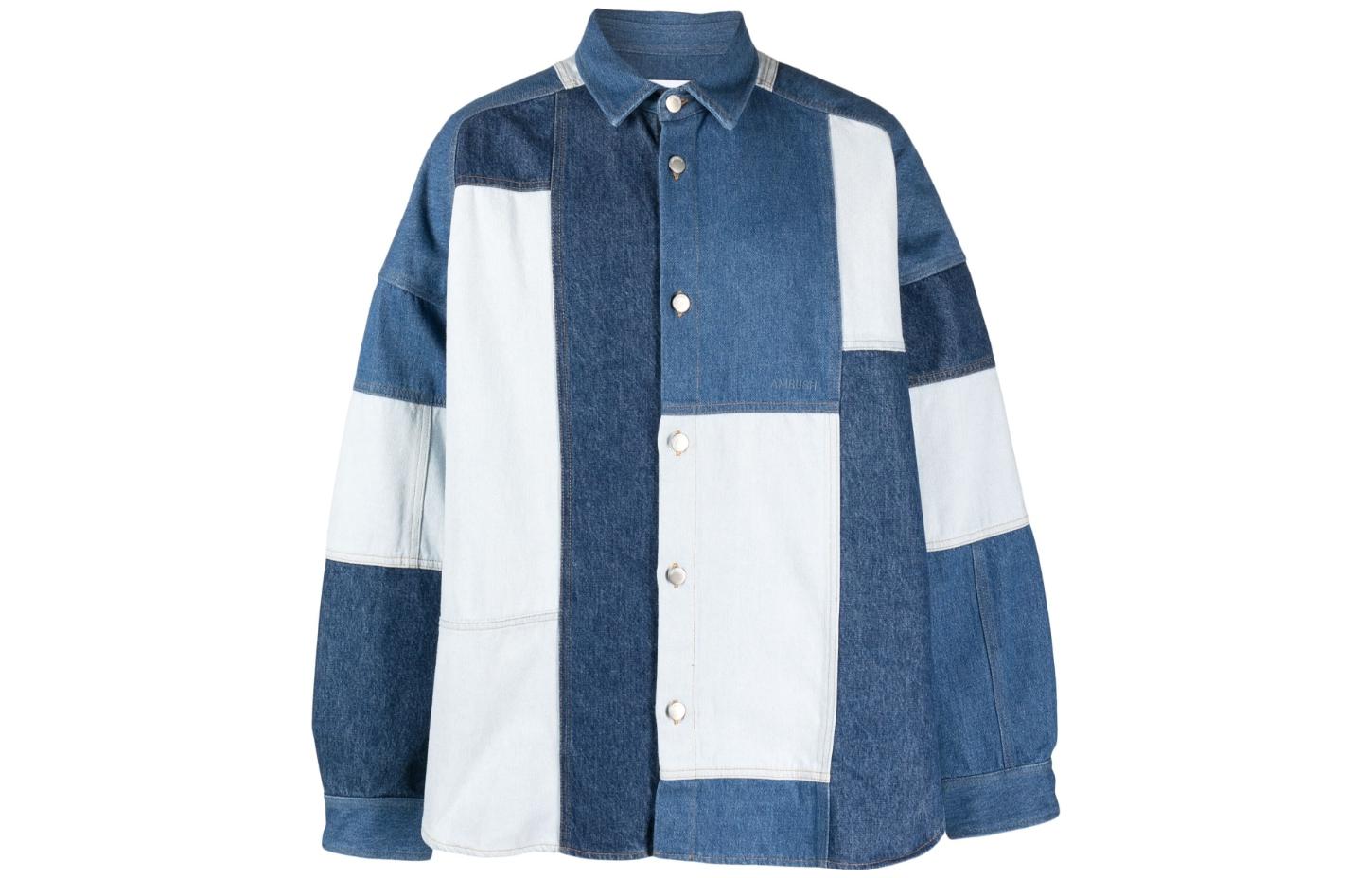 Ambush SS23 Patchwork Denim Shirt Jacket Long Sleeve Blue BMYD003S23DEN0014900