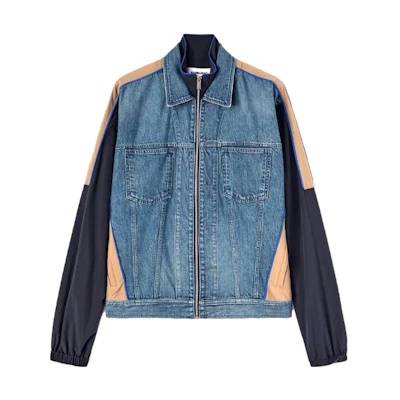 Ambush SS23 Patchwork Nylon Classic Zip Jacket Unisex - Mid Blue BMYE017S23DEN0014900