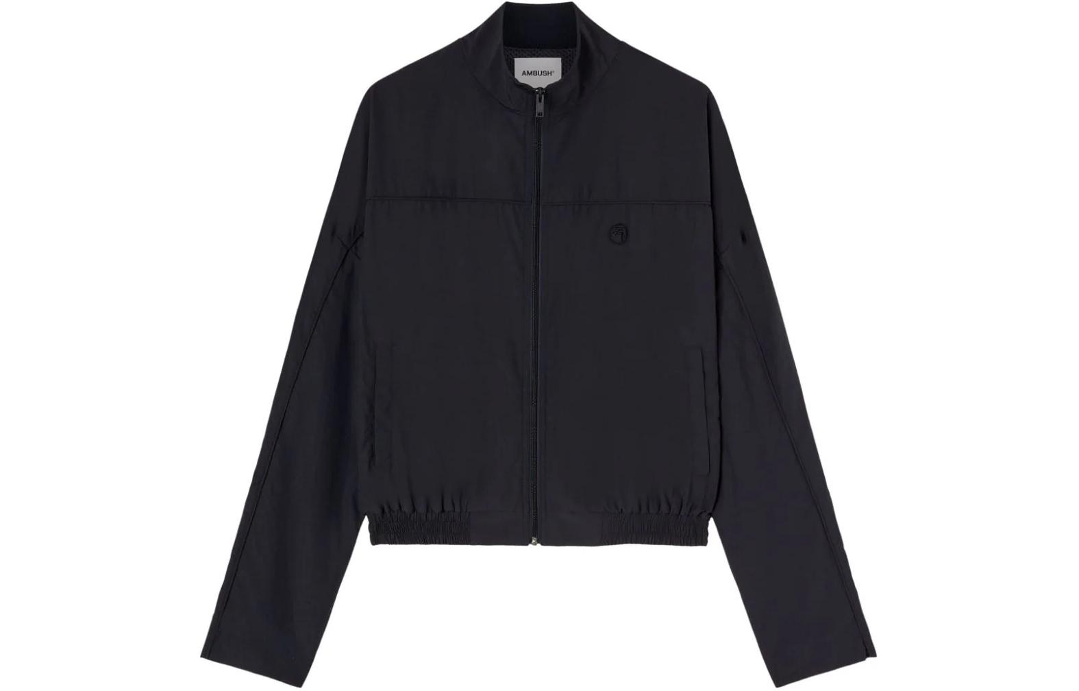 AMBUSH SS24  Black Zip-Up High Neck Long Sleeve Jacket BMEA002S24FAB0014646