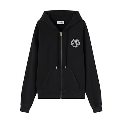 Ambush SS24 Badge Zip Hoodie Black Casual Sweatshirt BMBE002S24FLE0011001
