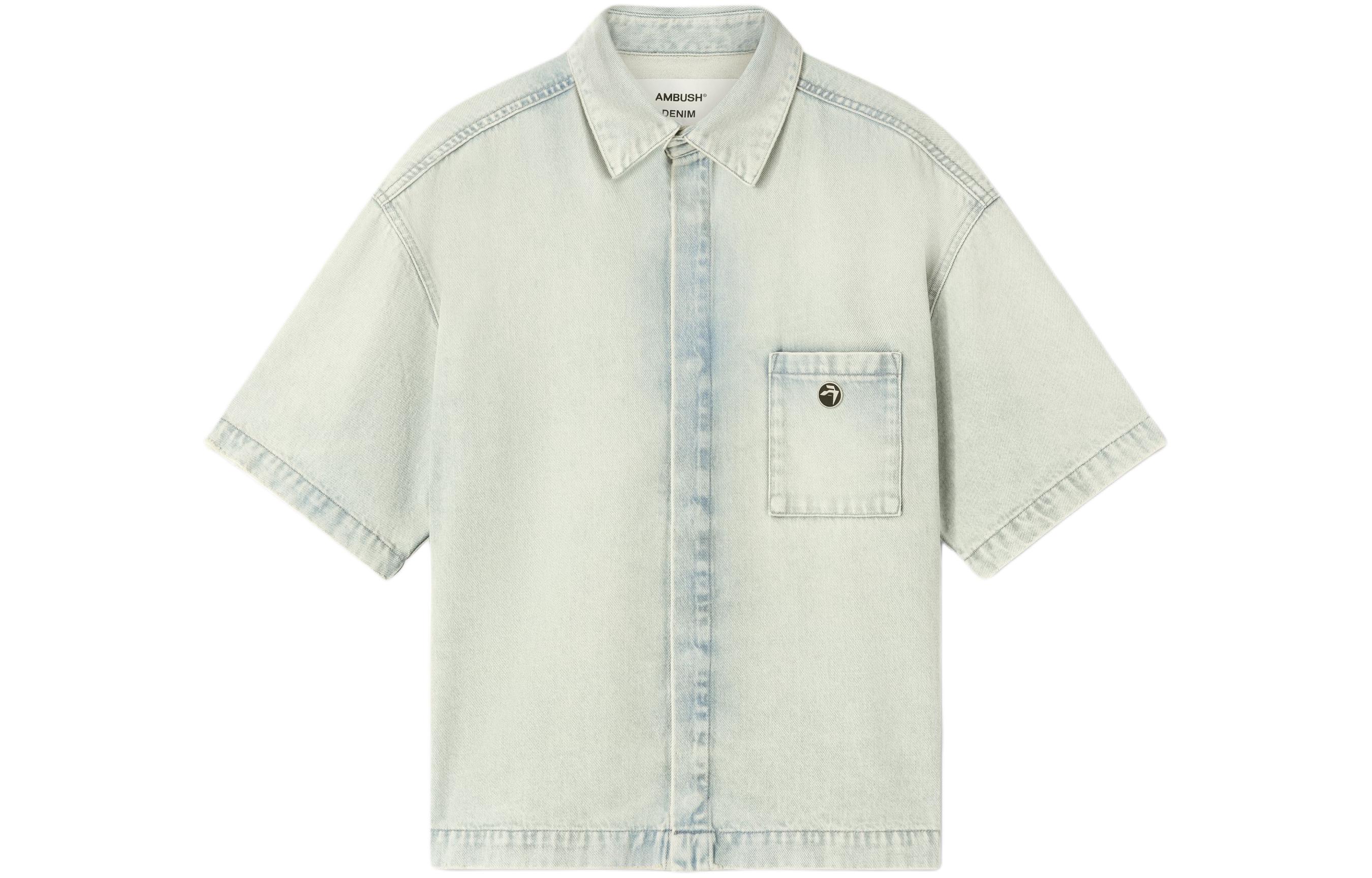 Order AMBUSH SS24纽扣口袋牛仔短袖衬衫 浅蓝色 男款 BMYD001S24DEN0024200