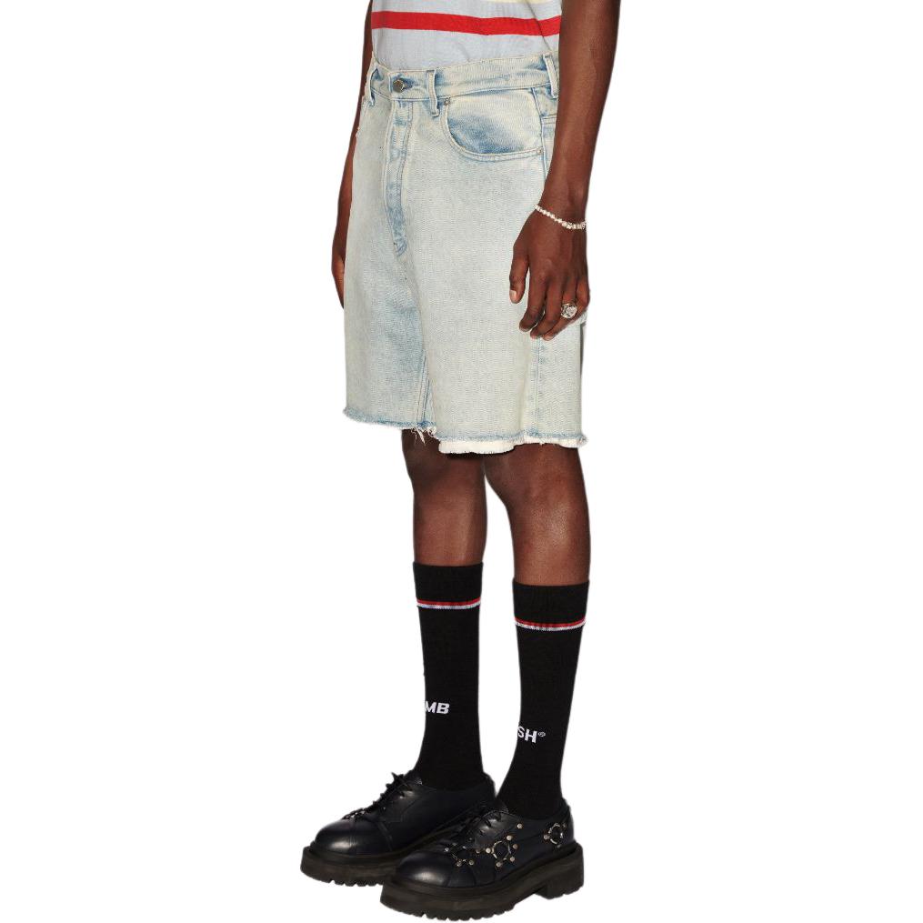 Purchase Shorts Hombre Denim Azul Claro AMBUSH SS24 Distressed Badge Patch. BMYC001S24DEN0024200