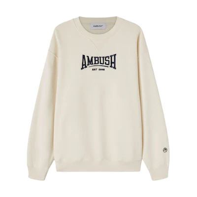 Ambush SS24 Oversized Lettering Crewneck Sweatshirt Off-White BMBA001S24FLE0013145