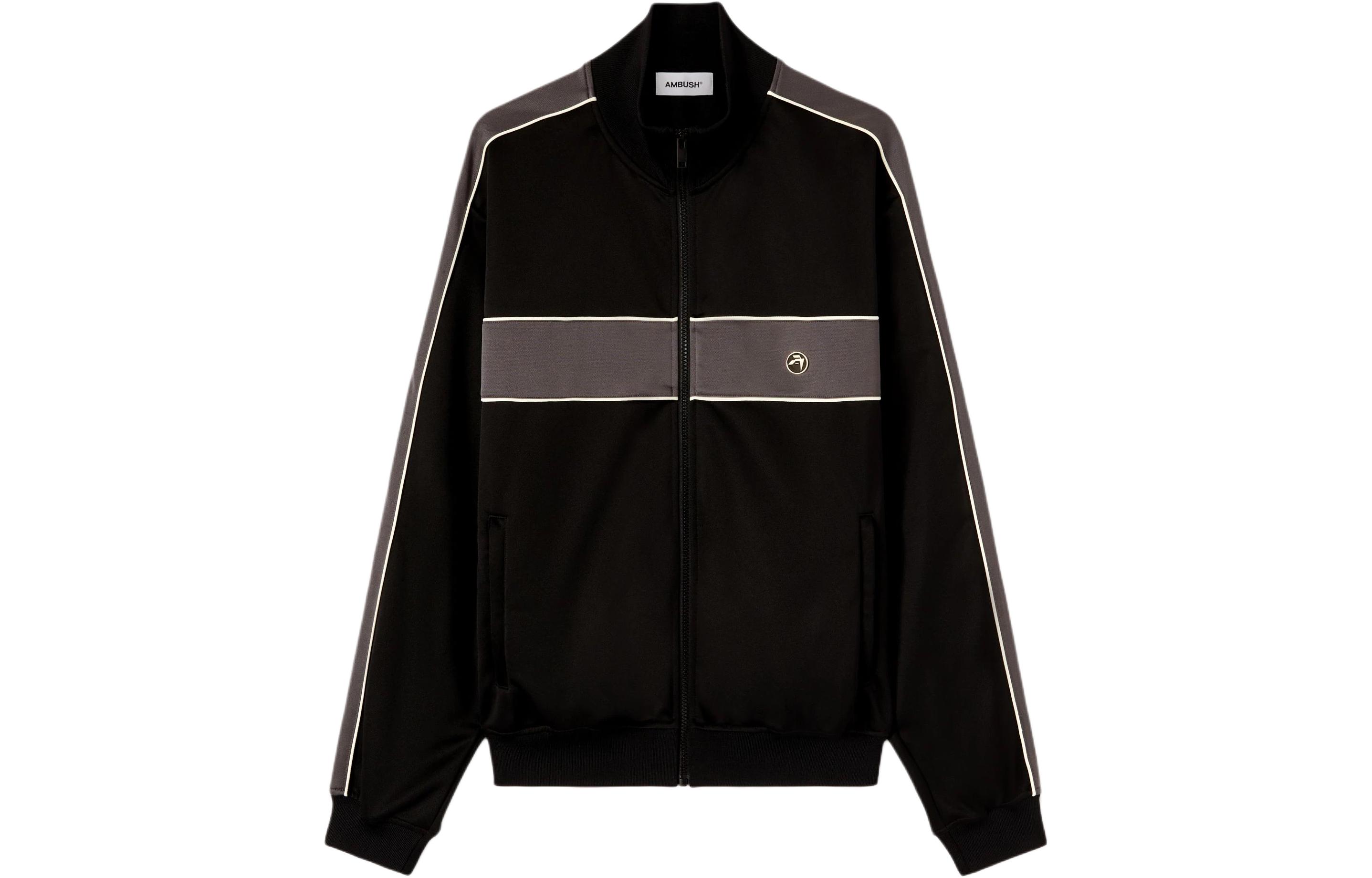 Ambush SS24 Stand Collar Zipper Badge Jacket Black BMBD003S24JER0011009