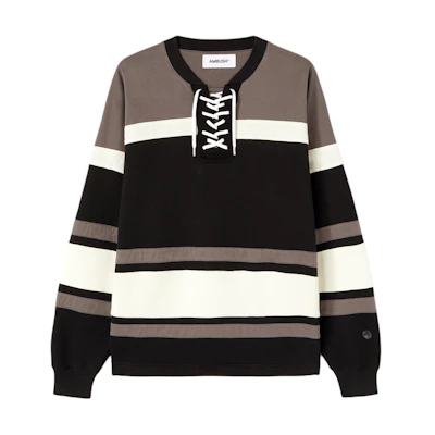 Ambush SS24 Striped Pullover Casual Long Sleeve Sweatshirt Black BMBA002S24FLE0011009