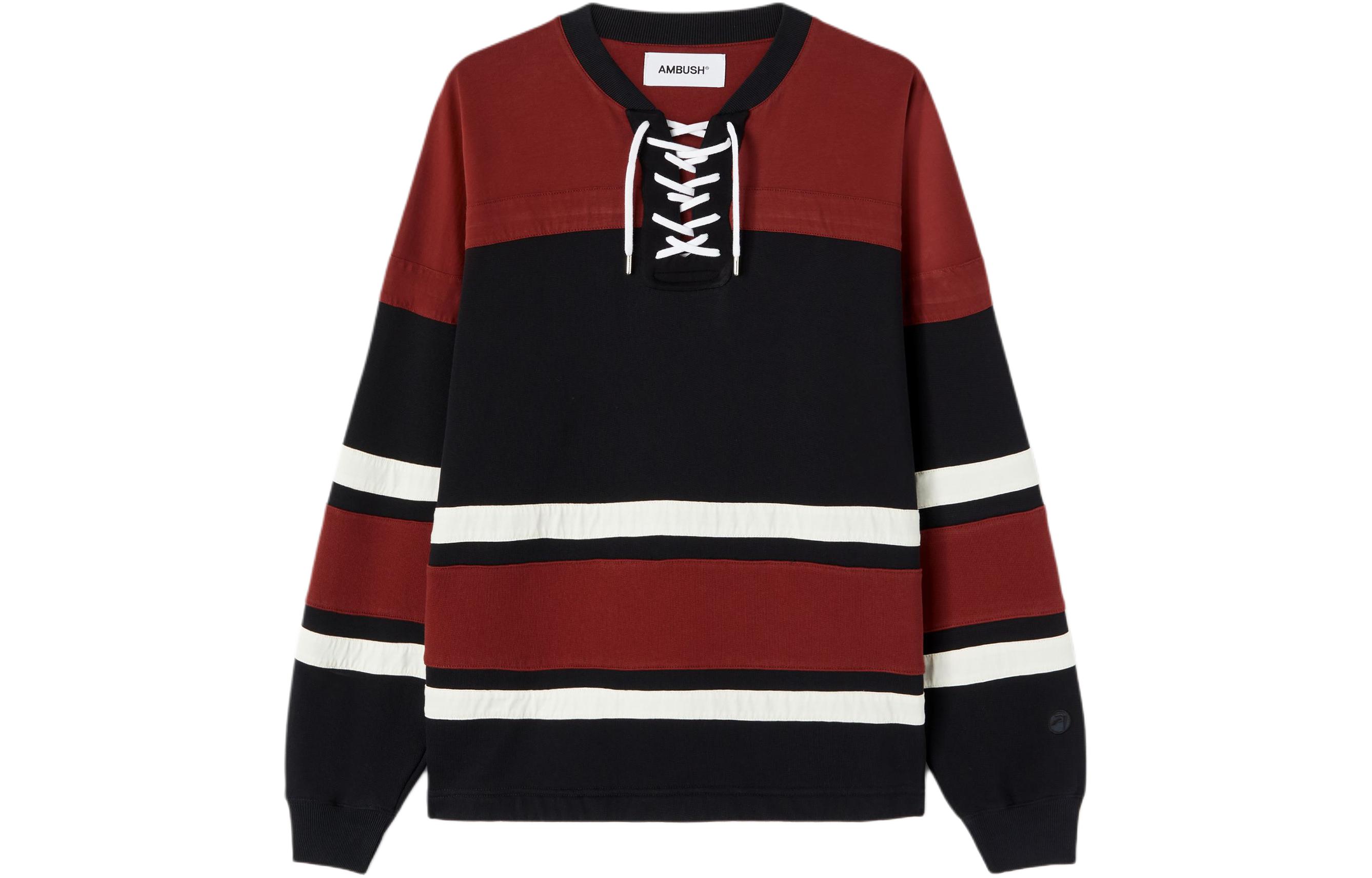 Ambush SS24 Striped Pullover Long Sleeve Sweatshirt Red () BMBA002S24FLE0011028