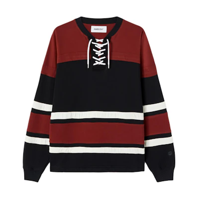 Ambush SS24 Striped Pullover Long Sleeve Sweatshirt Red () BMBA002S24FLE0011028