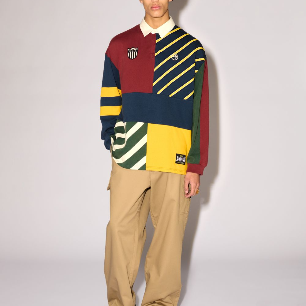 Lookbook Camiseta Rugby Manga Larga Multicolor Estampada AMBUSH Patchwork. BMGC004F24JER0018484