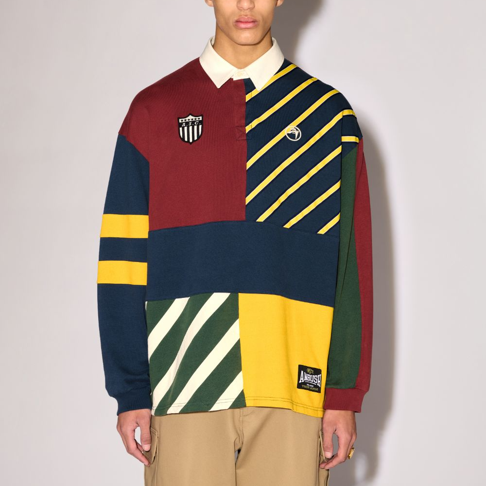 Shop Camiseta Rugby Manga Larga Multicolor Estampada AMBUSH Patchwork. BMGC004F24JER0018484