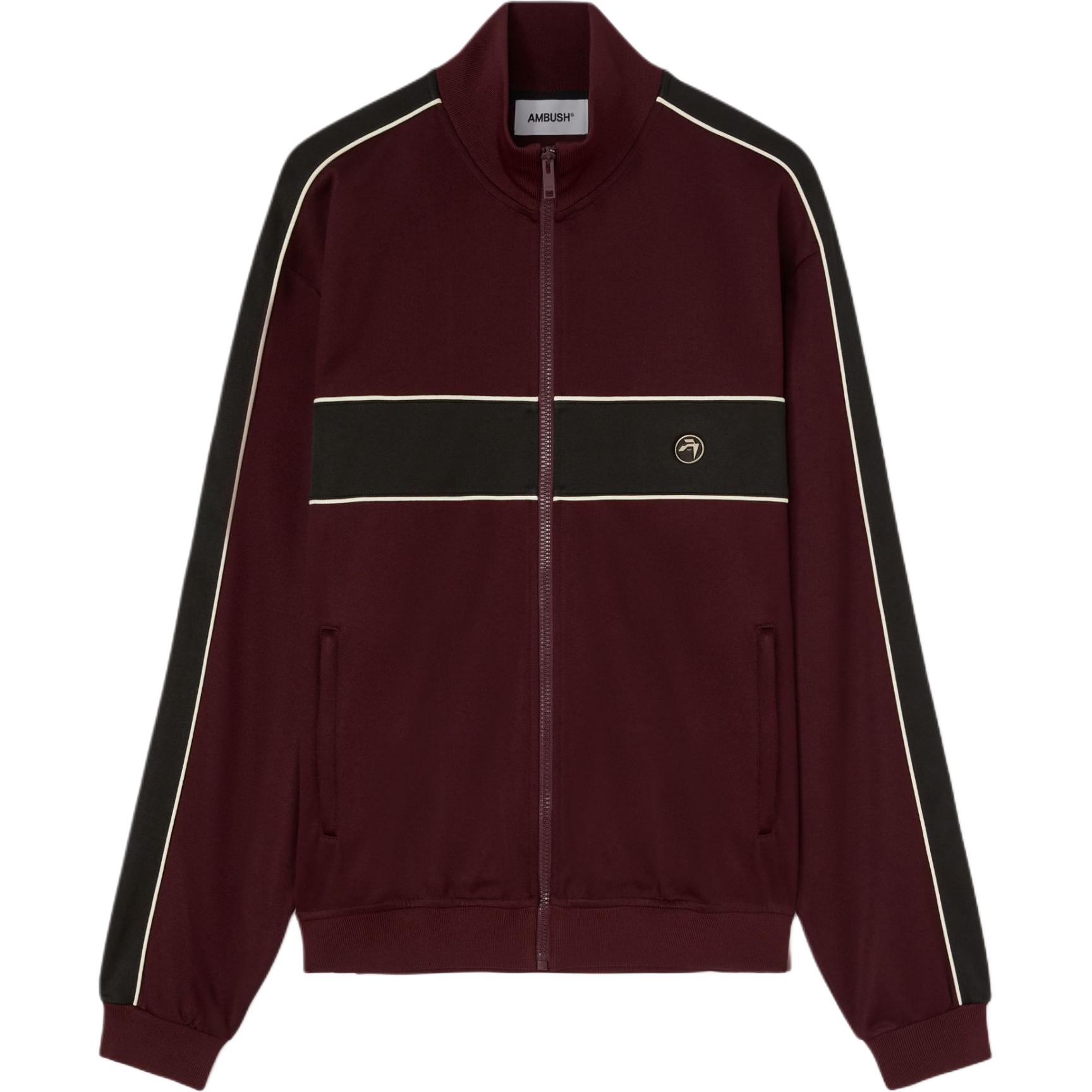 Ambush Striped Zip-Up High Collar Jacket Maroon BMBD003F24JER0012910