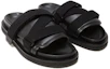 Order AMBUSH Leren Velcro Slippers ''Zwart'' BMIH001S21LEA001-1000