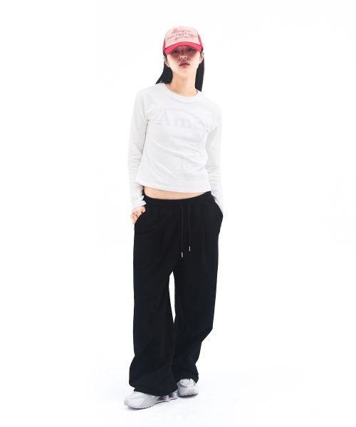 Sizing Ames Worldwide Basic Black Sweatpants with Small Logo AM2FFUPA10ABK