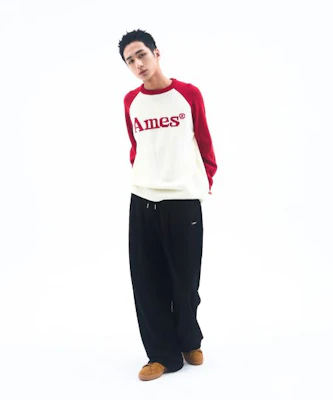 Ames Worldwide Basic Black Sweatpants with Small Logo AM2FFUPA10ABK 2