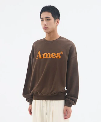 Ames Worldwide Basic Logo Brown Sweatshirt AM2EFUM450ABR 3