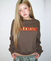 Shop Ames Worldwide Basic Logo Brown Sweatshirt AM2EFUM450ABR