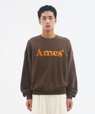 Ames Worldwide Basic Logo Brown Sweatshirt AM2EFUM450ABR 1