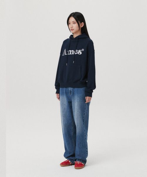 Purchase Ames Worldwide Basic Logo Hoodie Navy Blue AM2EFUM410ANV