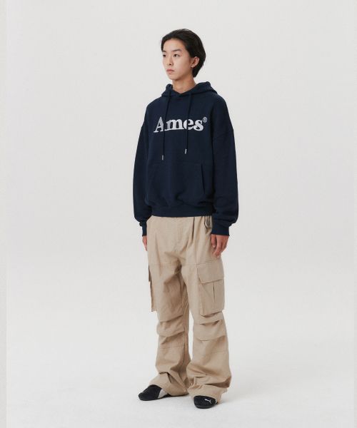 Details for Ames Worldwide Basic Logo Hoodie Navy Blue AM2EFUM410ANV