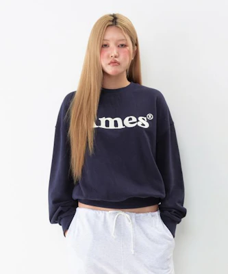 Ames Worldwide Basic Logo Sweatshirt Navy Blue AM2EFUM450ANV 3