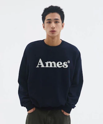 Ames Worldwide Basic Logo Sweatshirt Navy Blue AM2EFUM450ANV 4