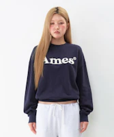 Sizing Ames Worldwide Basic Logo Sweatshirt Navy Blue AM2EFUM450ANV