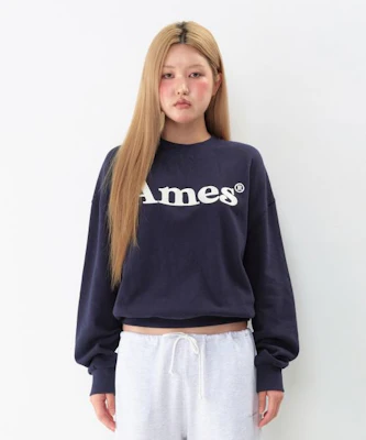 Ames Worldwide Basic Logo Sweatshirt Navy Blue AM2EFUM450ANV Sizing Ames Worldwide Basic Logo Sweatshirt Navy Blue AM2EFUM450ANV