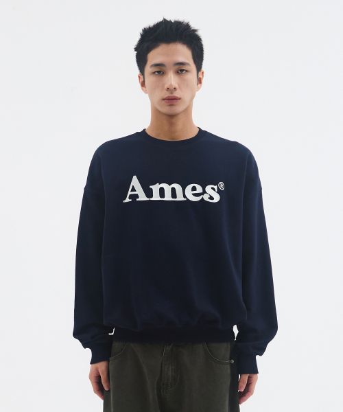 Cheap Ames Worldwide Basic Logo Sweatshirt Navy Blue AM2EFUM450ANV