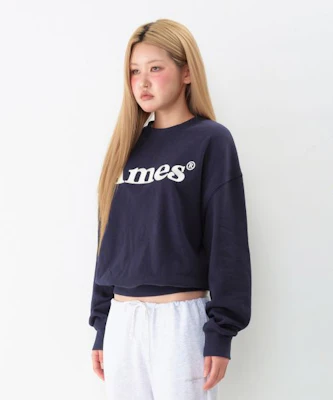 Ames Worldwide Basic Logo Sweatshirt Navy Blue AM2EFUM450ANV 1