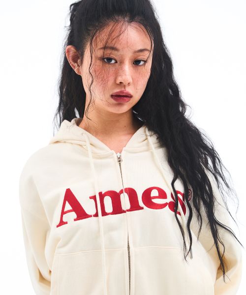 Purchase Ames Worldwide Basic Logo Zip-Up Hoodie Cream AM2EFUM481ACR