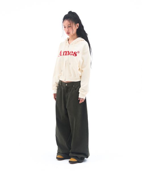 Cheap Ames Worldwide Basic Logo Zip-Up Hoodie Cream AM2EFUM481ACR