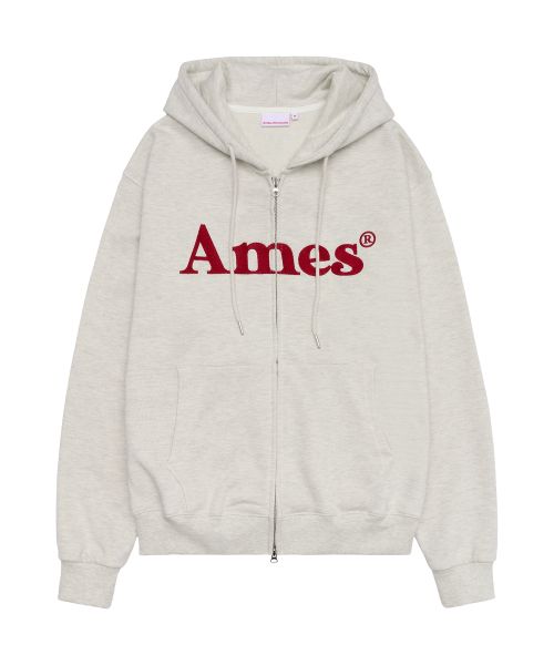 AMES WORLDWIDE Basic Logo Zip-Up Hoodie Oatmeal AM2EFUM481AOT