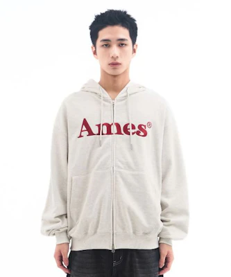 AMES WORLDWIDE Basic Logo Zip-Up Hoodie Oatmeal AM2EFUM481AOT Shop AMES WORLDWIDE Basic Logo Zip-Up Hoodie Oatmeal AM2EFUM481AOT