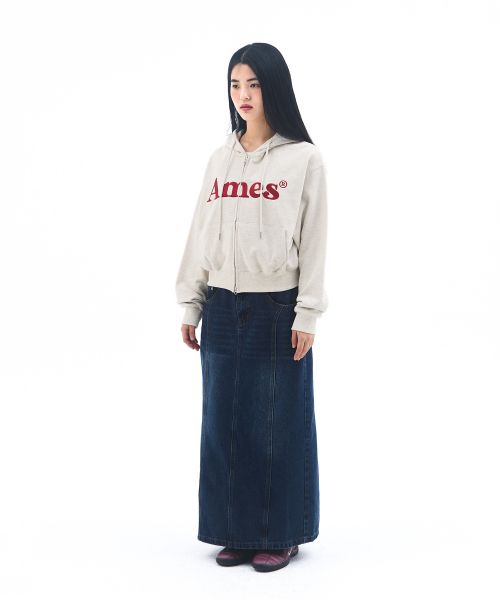 Sizing AMES WORLDWIDE Basic Logo Zip-Up Hoodie Oatmeal AM2EFUM481AOT