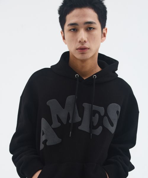 Details for Ames Worldwide Big Typo Black Hoodie AM2EFUM400ABK