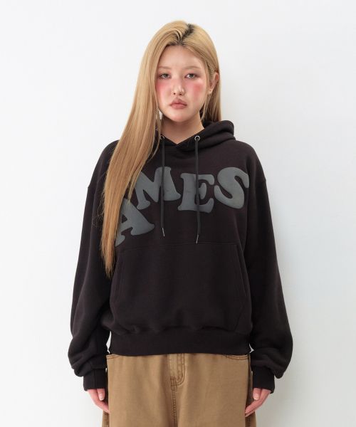 Sizing Ames Worldwide Big Typo Black Hoodie AM2EFUM400ABK