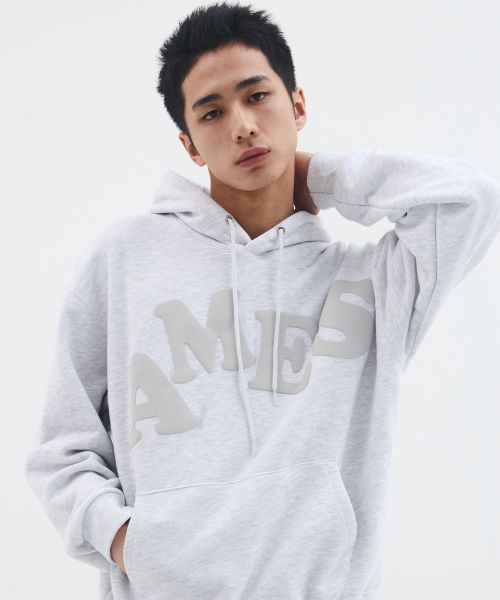 Details for Ames Worldwide Big Typo Hoodie Grey Unisex Casual Wear AM2EFUM400AGR