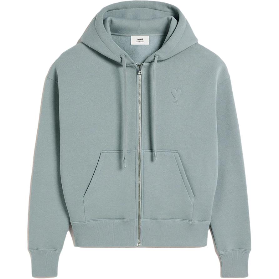 AMI PARIS 3D Heart Oversized Hoodie Blue Gray Unisex USW427749-4012