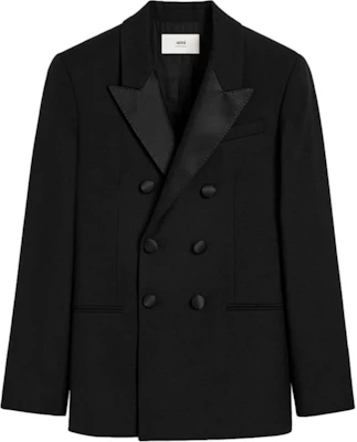 AMI Paris 黑色双排扣长袖西装外套 HBV417WV0026-BLACK Order AMI Paris 黑色双排扣长袖西装外套 HBV417WV0026-BLACK