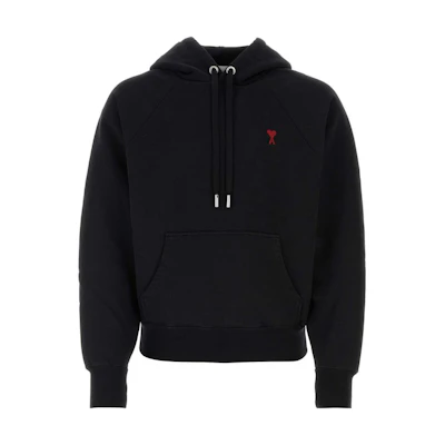 AMI Paris Black Embroidered Sweatshirt Solid Color USW205747-001