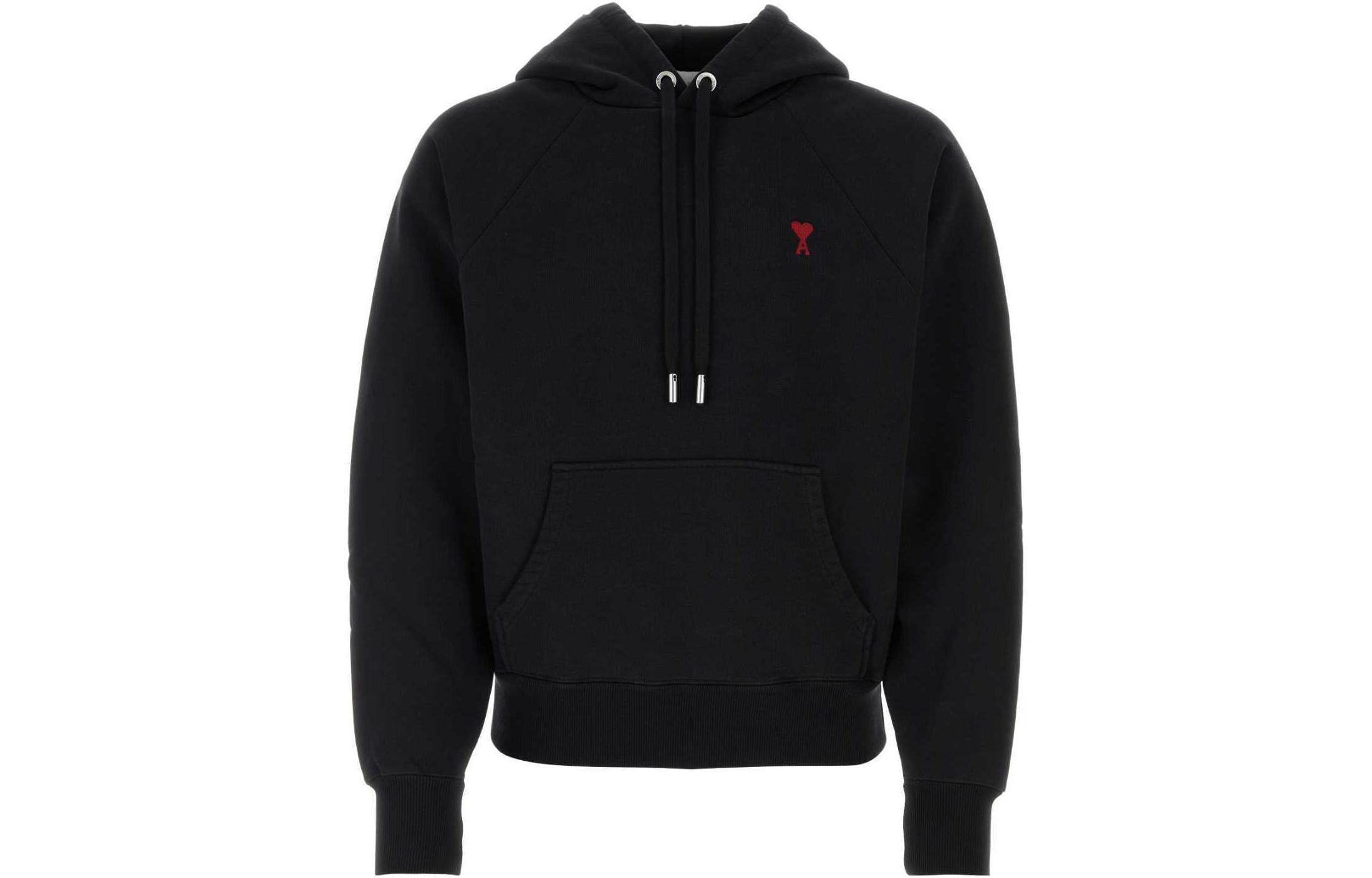 AMI Paris  Black Embroidered Sweatshirt Solid Color USW205747-001 圖 2