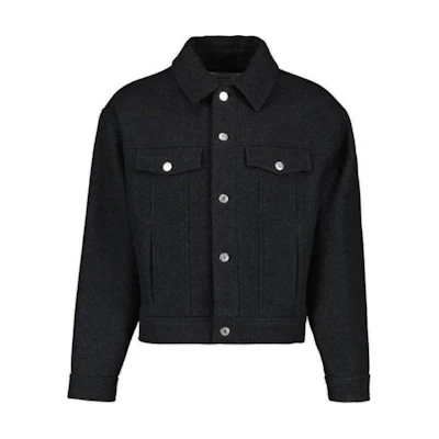 AMI PARIS Black Solid Color Single-Breasted Long-Sleeve Jacket. UJK234WV0019-055
