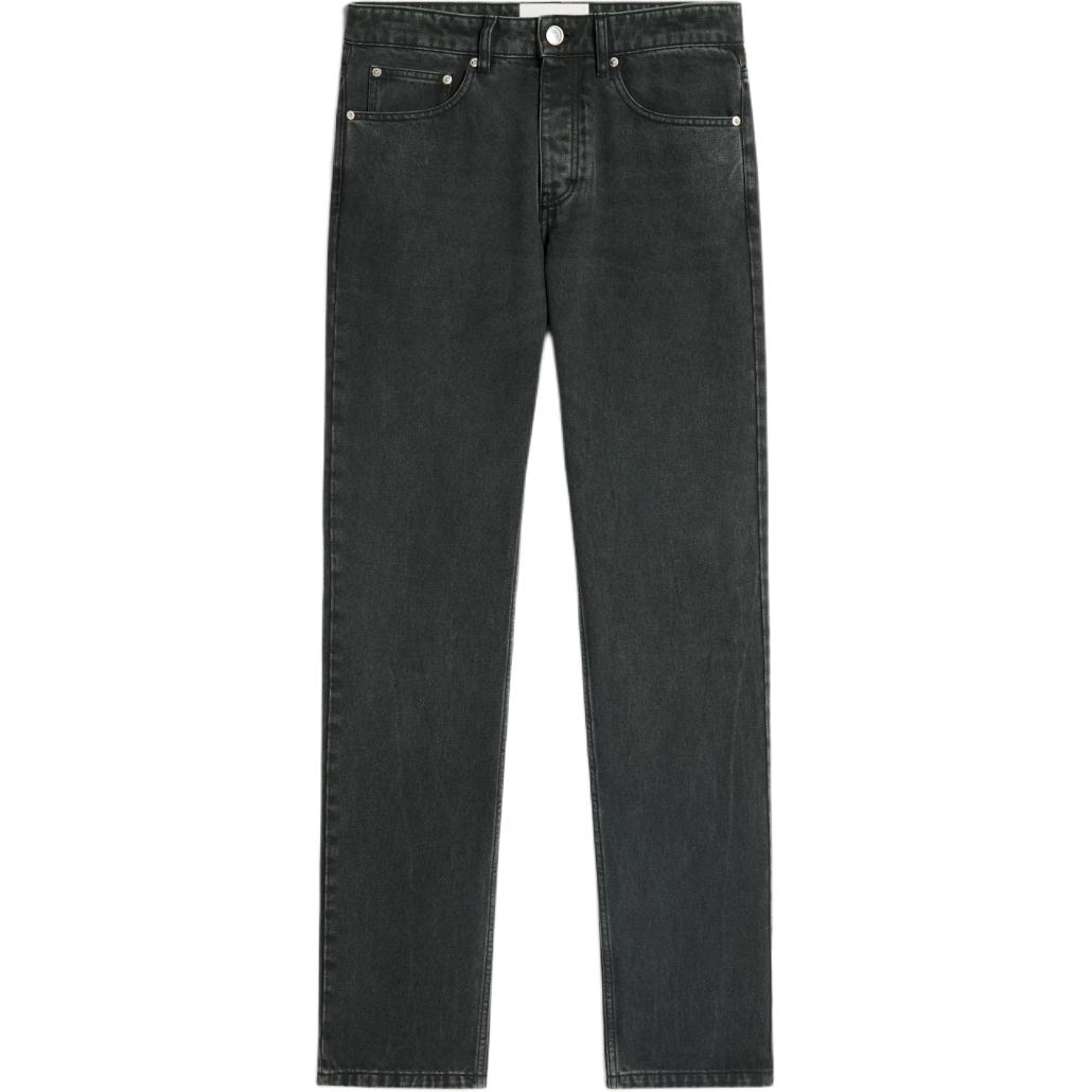 AMI PARIS  Black Solid Mid-Rise Straight-Leg Jeans with Zipper. HTR001CO0037-001