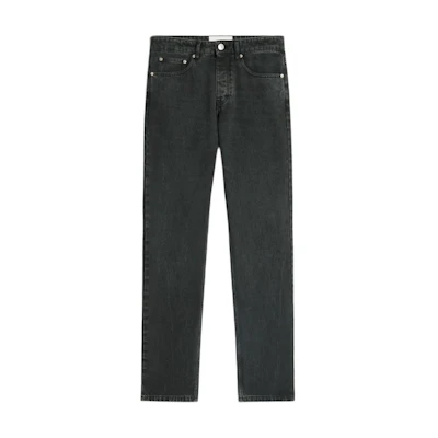AMI PARIS Black Solid Mid-Rise Straight-Leg Jeans with Zipper. HTR001CO0037-001