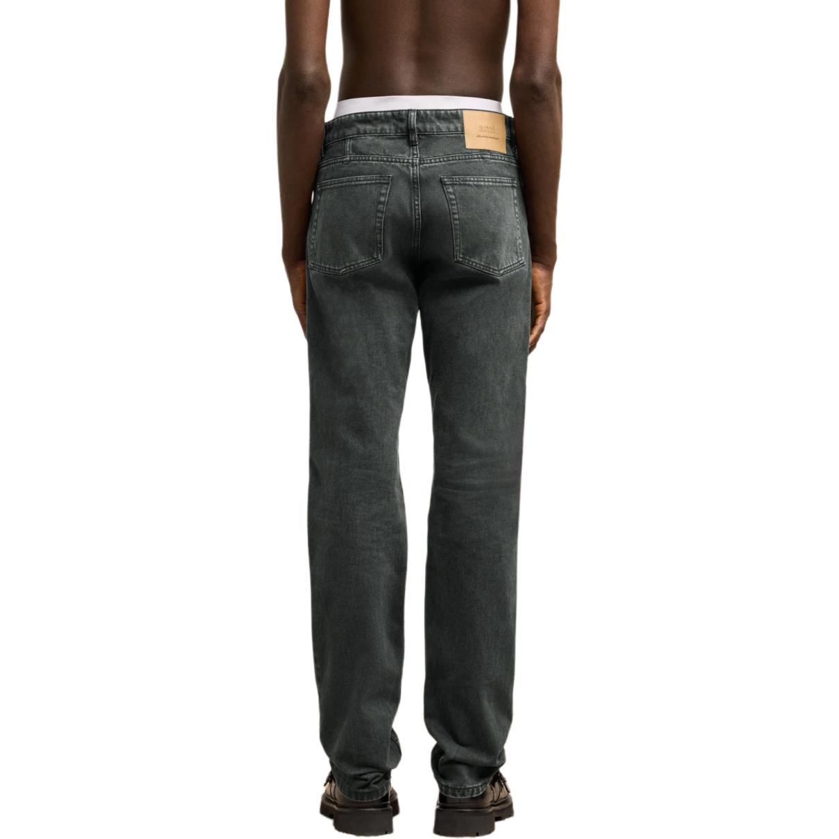 Purchase AMI PARIS Seluar Jeans Hitam Straight-Leg Mid-Rise dengan Zip. HTR001CO0037-001