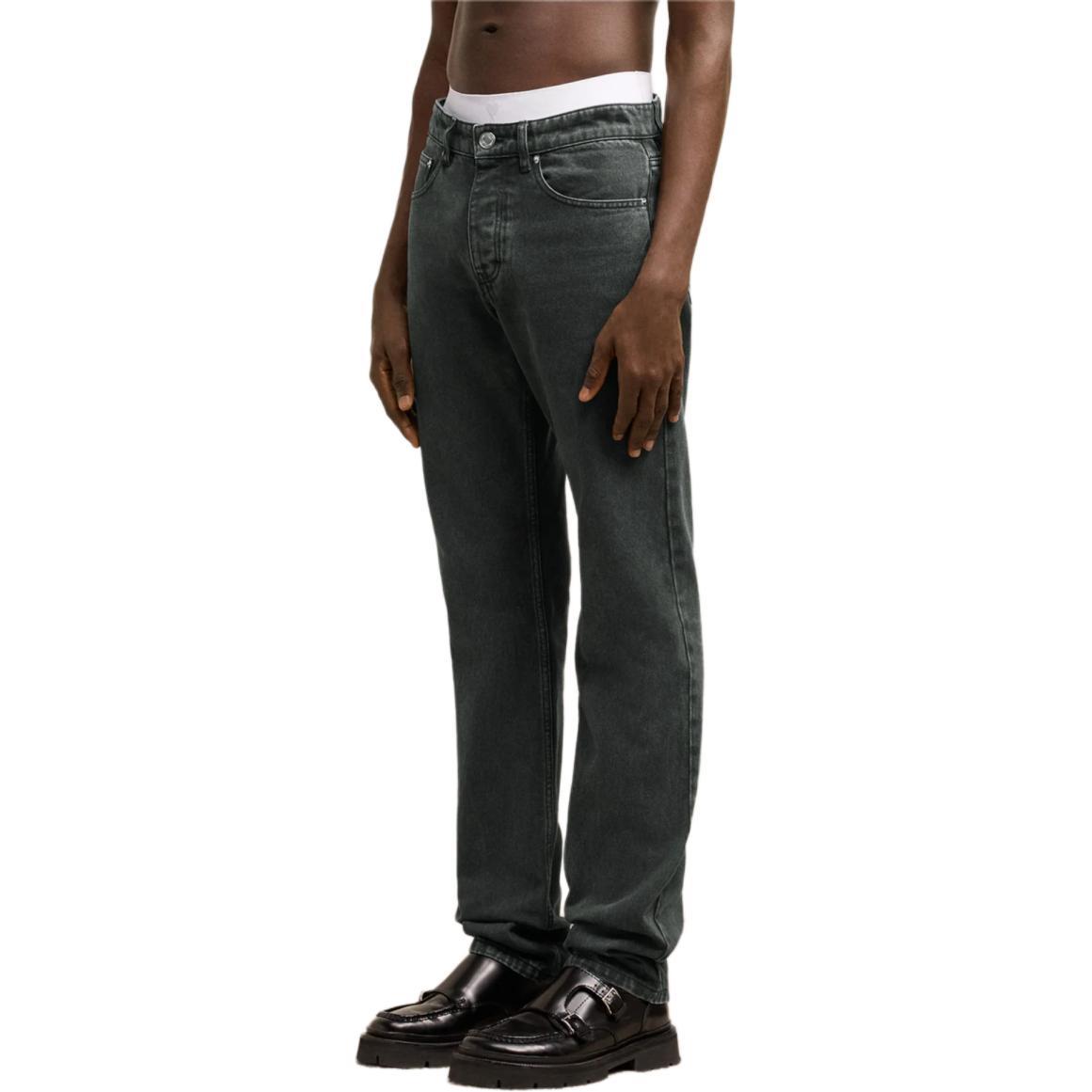 Details for AMI PARIS Seluar Jeans Hitam Straight-Leg Mid-Rise dengan Zip. HTR001CO0037-001